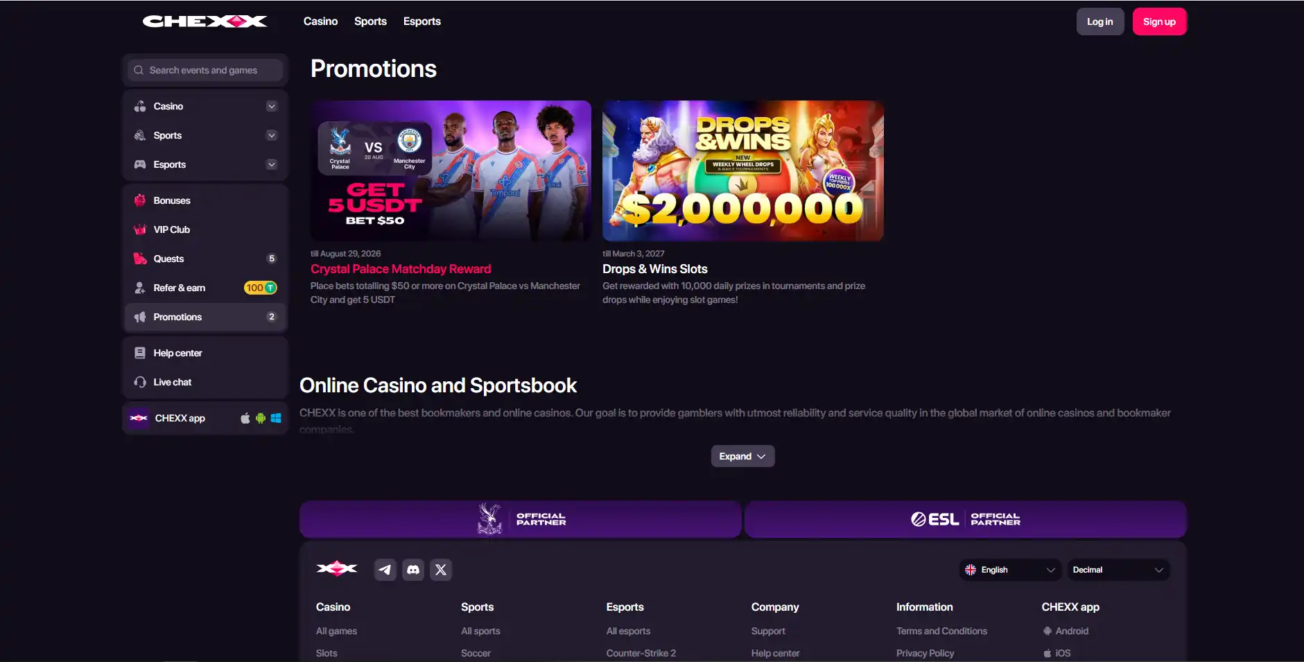 Tangkapan layar halaman promosi resmi CHEXX
